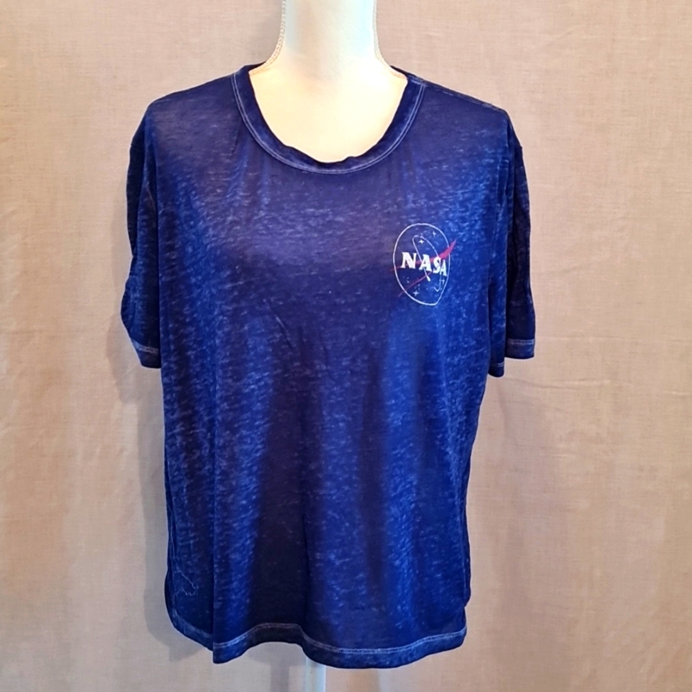 NASA t-shirt unisex, blue, very thin weight, Sz 2XL, GUC, space, rocket, 🚀